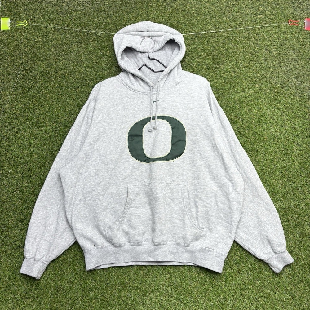 Vintage Oregon Ducks Nike Hoodie Mens XL Gray Spellout Center Swoosh Baggy Fit